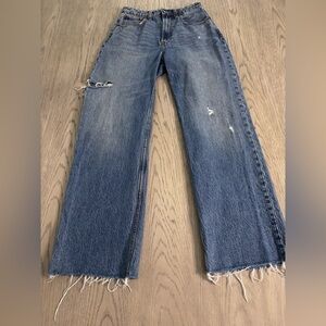 Abercrombie & Fitch Curve Love High Rise Loose Jean In Dark Destroy Size 24